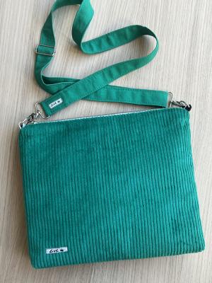 "Flickenwerk IV/6" - GRASGRÜN-JEANS-CREME-SCHWARZ